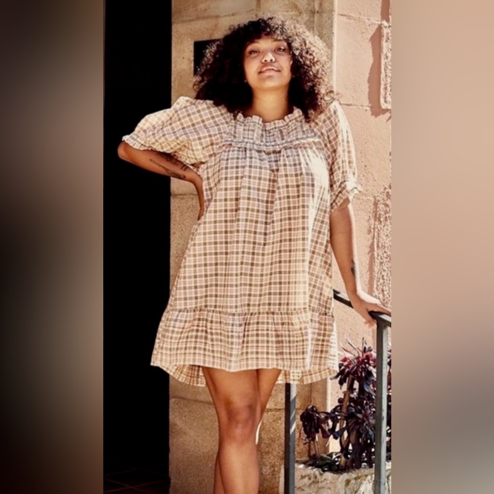 Dôen Cadiz mini pink plaid dress L